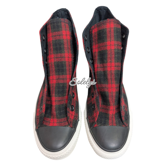 Converse 2011 Chuck Taylor All Star Buffalo Tartan Plaid Red Black High Top 7.5 - Picture 9 of 10
